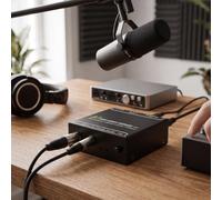 Horett Smorzatore di Feedback Ai Dsp Doppio Ingresso Microfono da 6,35 Mm | Processore di Feedback, Alloggiamento in Lega di Alluminio, Uso Karaoke, Ingresso da 6,35 Mm, compatibilità con