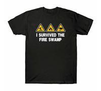 HOREUDAR Men's I Survived The Fire Swamp Retro Graphic Tee Men's Cotton Short Sleeve Tee T-Shirt Black XXL