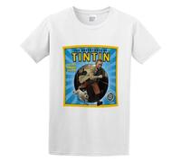 HOREUDAR Tin Tin And The Daring Escape Poster Men T Shirt Men's Tops Tees White XL