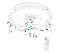 Horevo Plafoniera Impermeabile con Altoparlante Bluetooth e Telecomando, 18W luce diurna, 150W Equivalente, RGB Lampada da Soffitto a filo per Bagno, Cucina, Camera da Letto e all'aperto