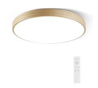 Horevo Plafoniera LED 30CM con Altoparlante Bluetooth e Telecomando - Luce LED Dimmerabile, Struttura in Legno di Faggio Naturale, Illuminazione Moderna per la Casa, la Cucina e la Camera da Letto