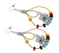HORIALENCE 1 Paio orecchini bohémien orecchini di fiori d'epoca Turquoise penzolando orecchino orecchini con nappe boho orecchini pendenti turchesi Orecchini occidentali turchesi lega