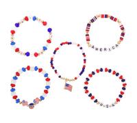 HORIALENCE 1 set di braccialetti con perline a forma di bandiera americana, gioielli patriottici per il 4 luglio, braccialetti dell'amicizia elasticizzati rossi, e blu, accessori per outfit del Giorno