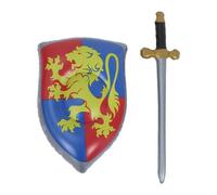 HORIALENCE 1 Set di scudo e spada gonfiabili per bambini: accessori da gioco da pirata in PVC per bambini - Accessori per costumi medievali per feste di Halloween o compleanni