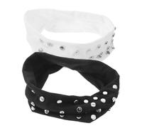 HORIALENCE 2 fasce per capelli punk con rivetti - Fasce per capelli vintage rock and roll da donna con borchie - Fascia per in tessuto con rivetti per festival musicali, abbigliamento casual e