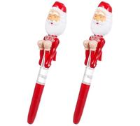 HORIALENCE 2 Pezzi Penna Sfera Natalizia con Design Babbo Natale Materiale Sintetico Premium Penna Decompressione per Studenti Regalo Gioco Festivo con Impugnatura Confortevole