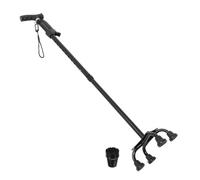 HORIALENCE Bastone da passeggio per anziani, walking cane in lega di alluminio nero, regolabile e portatile, con supporto a doppio piede, impugnatura di sostegno, per interni e uscite