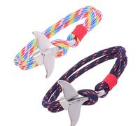 HORIALENCE Bracciali a Coda di Balena 2 Pezzi Unisex in Corda Paracord Resistente, Braccialetti da Polso Ciondolo Nautico, Stile Casual per Uomo e Donna, Idea Regalo Famiglia e Amici