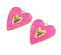 HORIALENCE Ciondolo a Forma di Cuore in Acciaio Inossidabile 2 Pezzi Pendenti Grandi Rosa per Creazione di Gioielli Fai da Te Accessori per Braccialetti e Collane Design Elegante e