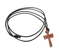 HORIALENCE Collana Unisex Ciondolo a Croce in Legno, Cordino Regolabile, Gioielli Religiosi per Coppie, Design Semplice e Resistente per Uso Quotidiano
