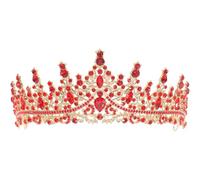 HORIALENCE Diademi e corone di cristallo per matrimoni, copricapi per la laurea, cerchietto da sposa reale/regina, principesse per quinceañera, compleanno, ballo di fine anno, festa, rosso