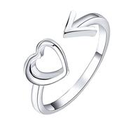 HORIALENCE Gioiello Unico Regolabile Design Elegante e Lavorazione Fine e Skin Friendly Anello da Mignolo Cuore Aperto in Rame Argento Donna per Uso Quotidiano
