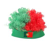 HORIALENCE Parrucca afro patriottica - Fascia per capelli soffice e pelosa - Copricapo riccio con capelli pazzi - Copricapo per della bandiera portoghese per di calcio, eventi allo stadio e oggetti di