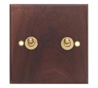 HORIALENCE Piastra per interruttore a levetta in legno retrò con leva - Tipo 86 e doppi comandi. Copertura per interruttore della luce in legno da parete per casa, soggiorno, camera da letto.