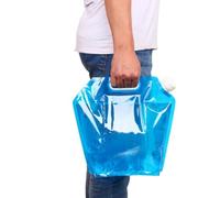 HORIALENCE Sacca Pieghevole Portatile da 5l in Plastica Manico per Campeggio e Picnic, Risparmio Spazio e Facile Riempimento Acqua