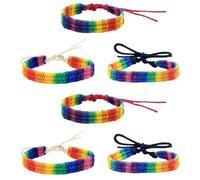 HORIALENCE Set 6 Braccialetti Intrecciati Regolabili Arcobaleno Unisex in Cotone, Braccialetti Dell’orgoglio Lgbtq, Accessori Moda per Feste, Compleanni e Look Quotidiano
