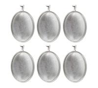 HORIALENCE Set 6 Pezzi Vassoio Base Ovale Argento in Lega e Vetro per Creazione Gioielli Fai da Te e Personalizzazione Pendenti Collana