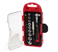 HORIALENCE Set di Bussole e Punte Cacciaviti a Cricchetto da 23 Pezzi Aste di Prolunga Impugnatura Ergonomica e Scatola Organizzata per Riparazioni Veicoli Motociclette e Elettrodomestici