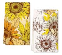 Horienteeon 2 strofinacci da cucina con girasole e girasole, assorbenti, decorativi, riutilizzabili, ad asciugatura rapida, strofinacci per la pulizia della cucina, regali estivi per l'inaugurazione