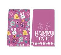 Horienteeon 2 strofinacci da cucina viola pasquale, strofinacci decorativi pasquali, strofinacci multiuso, asciugamano riutilizzabile per asciugare, regali di inaugurazione della casa per la