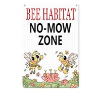 Horienteeon Bee Habitat No Mow Zone Cartello in alluminio 20 cm × 30 cm, robusto cartello in alluminio, non falciare il prato esterno giardino fattoria salvare api impollinatore segni decorazione per