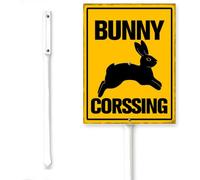 Horienteeon Bunny Crossing Sign With Stake Rabbit Crossing Slow Down Neighborhood Farm Backyard Street Aluminum Garden Farm Home Lawn Walkway Ground Outdoor Decoration 15,2 x 11,7 cm