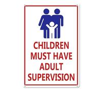 Horienteeon Cartello con scritta in inglese "Children Must Have Adult Supervision", 30 cm x 40 cm, robusto cartello in alluminio antiruggine, cartello con regole della piscina, cartello per piscine