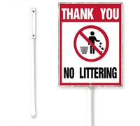 Horienteeon Cartello con scritta "No Littering Yard Sign With Stake No Trash Neighborhood Street Business Caution Rustproof Aluminum Street Outdoor Use Wildflowers Decorations Home Garden Lawn 17,8 x