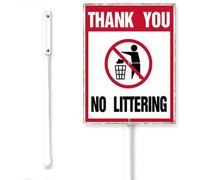 Horienteeon Cartello con scritta "No Littering Yard Sign With Stake No Trash Neighborhood Street Business Caution Caution Safety Metal Decoration Rustproof Robusta targa in alluminio per uso esterno