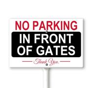 Horienteeon Cartello con scritta "No Parking In front of Gates Yard Sign with Stakes 30 cm × 20 cm, robusto cartello in alluminio antiruggine, proprietà privata, no parcheggio, disabili, vialetto, Do