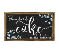 Horienteeon Cartello con scritta "Please Don't Do Coke In The Bathroom Sign with Solid Wood Frame Funny Bathroom Art Funny Bathroom Wall Decor 30x20cm Rustico Wood Bathroom Decor Bathroom Signs