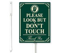 Horienteeon Cartello con scritta "Please Look but Don't Touch Yard con paletti", 17,5 x 22 cm, robusto cartello in alluminio, cartello "Do Not Touch", cartello di avvertimento per favore non toccare,