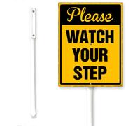 Horienteeon Cartello con scritta "Watch Your Step Yard Sign With Stake Caution Security Street Traffic Road Attenzione Avviso di avvertimento Antiruggine Esterni Alluminio Prato Erba Decorazioni