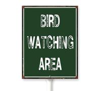 Horienteeon Cartello con uccello con paletto, cartello per cortile, area di osservazione degli uccelli, cartello di avvertimento per cortile, 15,2 x 11,7 cm, in alluminio, cartello di sicurezza da