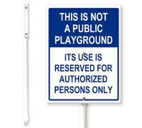 Horienteeon Cartello da cortile con paletti con scritta "This Is Not A Public Playground - Authorized Persons Only", 11,5 x 15 cm, robusto cartello da cortile in alluminio antiruggine, accessori per