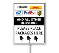 Horienteeon Cartello da cortile con paletti per esterni, scatola per la casa 11,5 × 15 cm, cartelli per prato in alluminio, istruzioni per la consegna del conducente per i miei pacchi da Amazon,