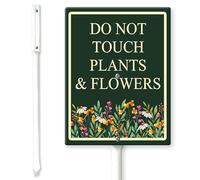 Horienteeon Cartello da cortile con pali con scritta "Do Not Touch Plants And Flowers", 20 x 30 cm, robusto cartello in alluminio antiruggine, non toccare, cartello di avvertimento per favore non