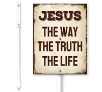 Horienteeon Cartello da cortile con scritta in inglese "Gesus The Way The Truth The Life Yard Sign with Stakes 11,5 × 15 cm, robusto cartello in alluminio antiruggine, presepe natalizio, decorazione