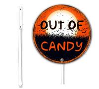 Horienteeon Cartello di Halloween con picchetto fuori dalla caramella cartello gotico spaventoso pipistrello fantasma strega casa stregata in alluminio strada decorazioni per feste all'aperto casa