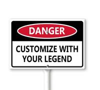 Horienteeon Cartello di pericolo personalizzabile con picchetto, 30 cm x 20 cm, cartello personalizzabile, in alluminio robusto, antiruggine, targa personalizzata per uso esterno