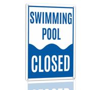 Horienteeon Cartello in alluminio con piscina chiusa, 14 x 20 cm, robusto cartello in alluminio antiruggine, accessori per cartelli di sicurezza per le regole della piscina, decorazione per piscine e