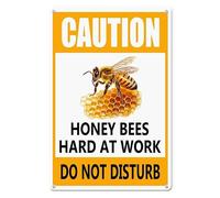 Horienteeon Cartello in alluminio con scritta "Caution Honeybees Hard At Work Do Not Disturb", 14 x 20 cm, robusto cartello in alluminio antiruggine, impollinatore da giardino, decorazione per api,