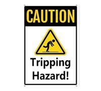 Horienteeon Cartello in alluminio con scritta "Caution - Tripping Hazard", 14 x 20 cm, robusto cartello da parete in alluminio antiruggine, segnali di avvertimento, segnali di sicurezza, cartelli di