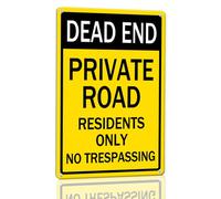 Horienteeon Cartello in alluminio con scritta "Dead End Private Road Residents Only, No Trespassing", 20 cm x 30 cm, resistente alle intemperie e robusto, in alluminio, antiruggine, avvertimento di