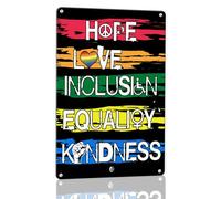 Horienteeon Cartello in alluminio con scritta "Hope Love Equality Inclusion Kindness", 14 x 20 cm, robusto cartello in alluminio antiruggine, Black Lives Matter Lawn Yard Garden Sign Farmhouse Mailbox