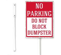 Horienteeon Cartello in alluminio con scritta "No Parking Do Not Block Dumpster Yard Sign With Stake No Parking Caution Security Warning Neighborhood Street Targa in alluminio per esterni Yard Garden