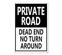 Horienteeon Cartello in alluminio con scritta "Private Road Dead End No Turn Around 30 × 40 cm, robusto cartello da parete in alluminio antiruggine, segnali stradali, segnali per vicolo cieco, segno