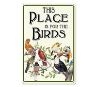 Horienteeon Cartello in alluminio con scritta "This Place is For The Birds, 14 × 20 cm, robusto cartello in alluminio antiruggine, This Place Is for The Birds, cartello metallico Wildlife Sanctuary