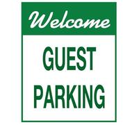 Horienteeon Cartello in alluminio con scritta "Welcome Guest Parking Reserved Parcheggio", 12,7 x 20,3 cm, per affari, strada, sicurezza, decorazione esterna, antiruggine, robusto, cartello in