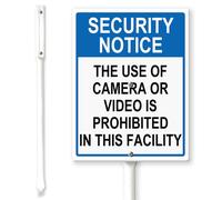 Horienteeon Cartello "No Photos Please Yard con paletti", 20 x 30 cm, robusto cartello in alluminio antiruggine, avviso di sicurezza - No Photos or Video Allowed Signs, No Soliciting Sign for House